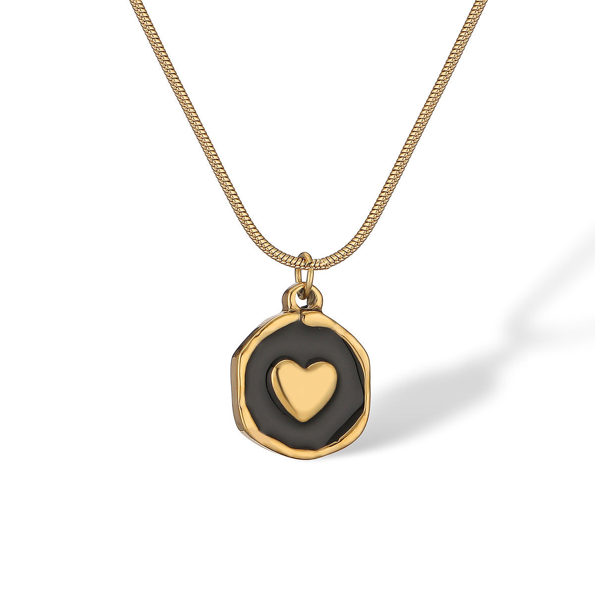 Retro Oil Dripping Heart Geometric Pendant Necklace