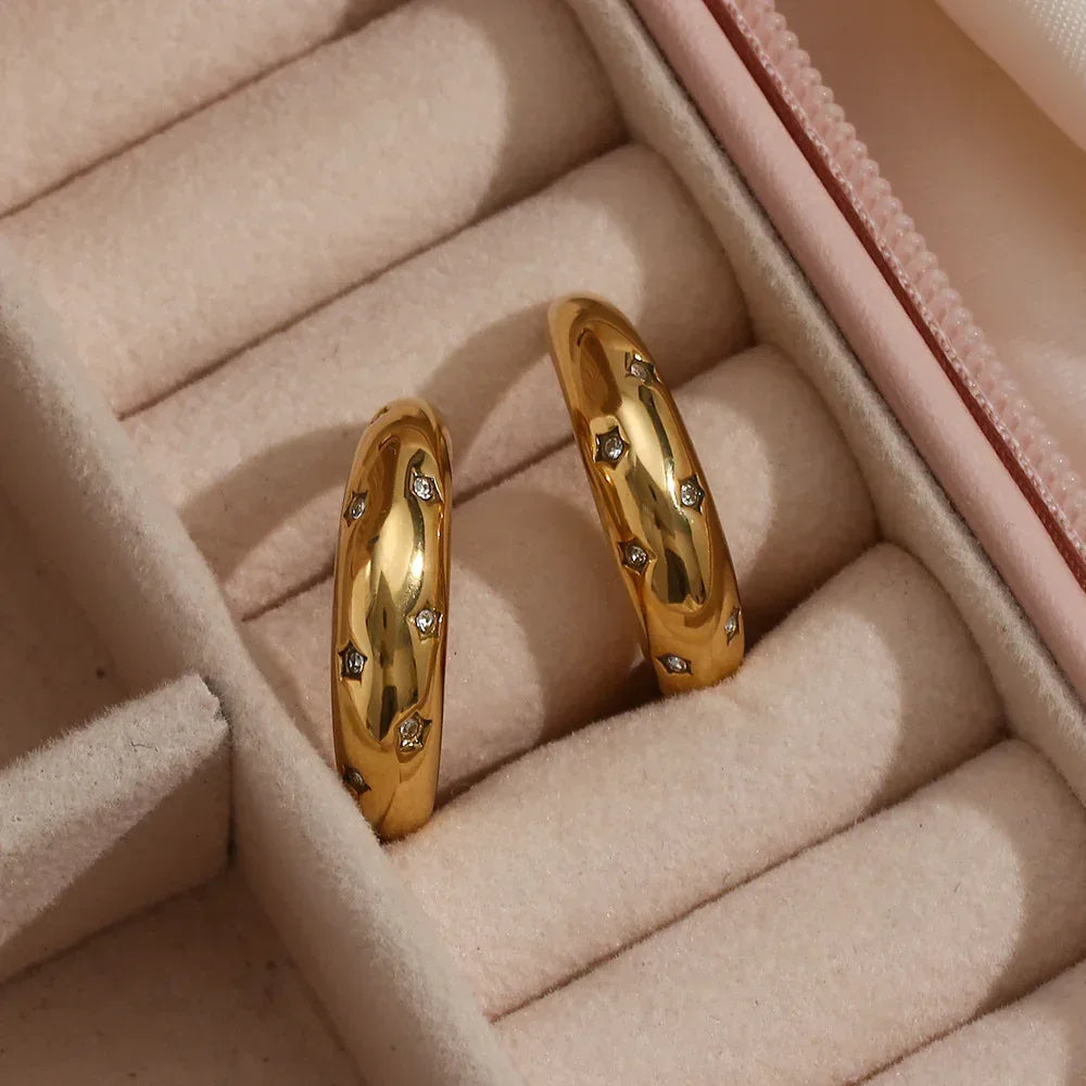 Zircon Moon Earrings - Viexta