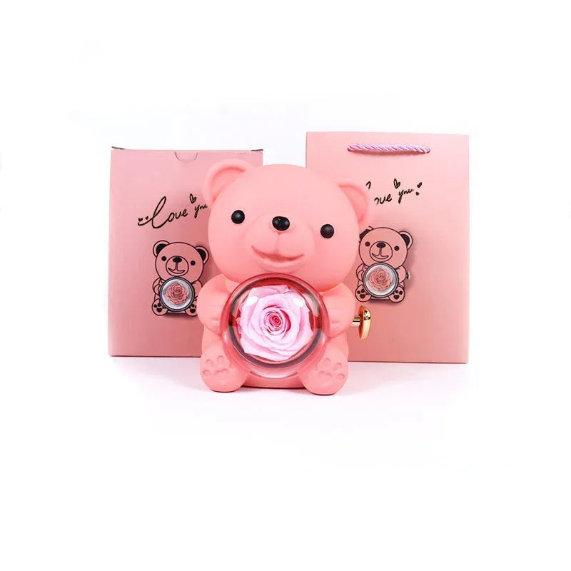 rotating-bear-gift-box-rose-jewelry-box - Viexta