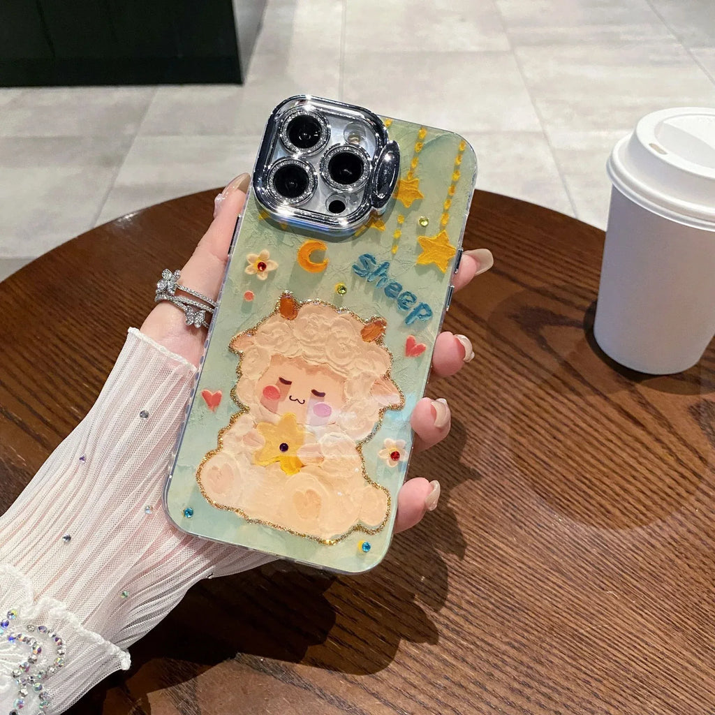 Blue Light Epoxy Sheep Silicone iPhone Case - Viexta