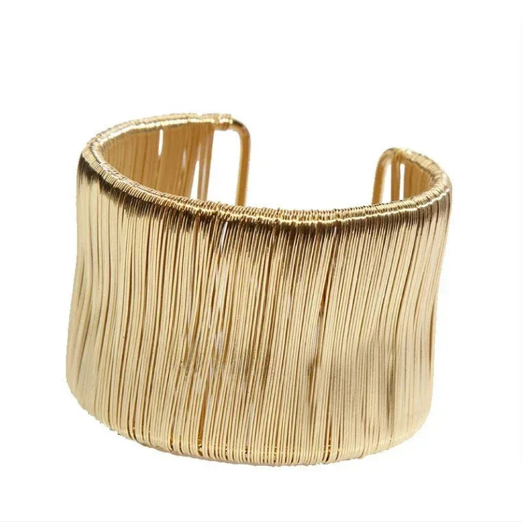 Handcrafted Gold-plated Geometric Cuff Bracelets - Viexta