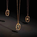 Colored Rhinestone Alphabet Necklace - Viexta