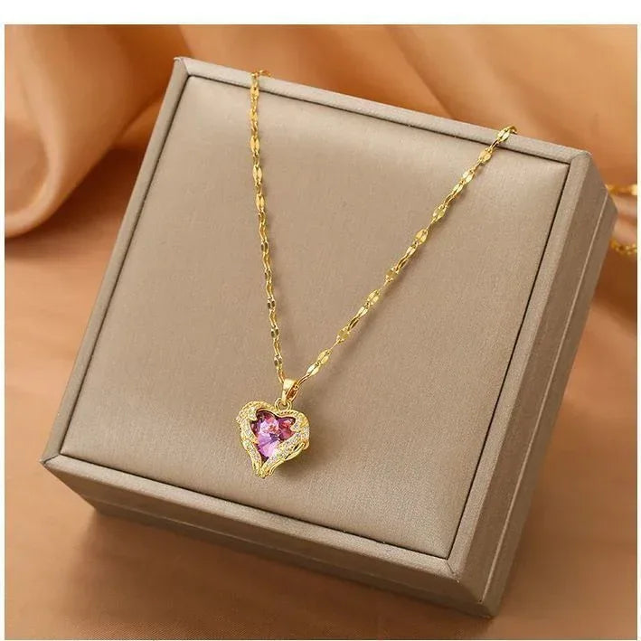 18K Ocean Heart Clavicle Neckpiece - Viexta