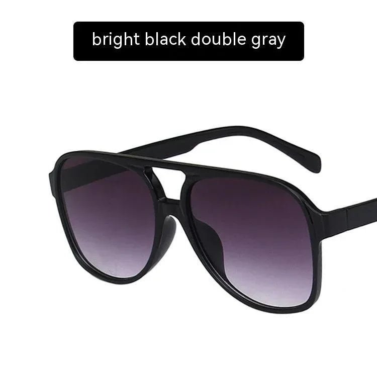 womens-fashion-retro-double-beam-large-rim-sunglasses - Viexta