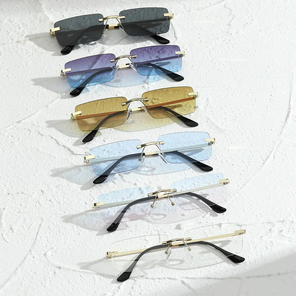 Square Frameless Trimming Sunglasses - Viexta