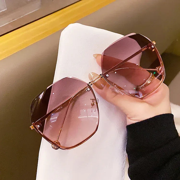 Women's Rimless Cutting Sunglasses - Viexta