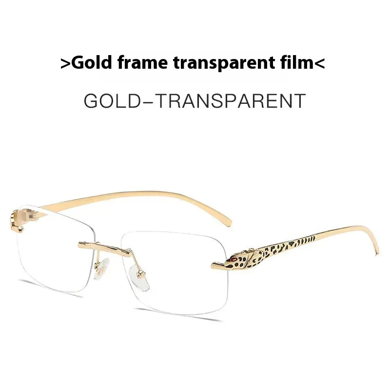 Women's Retro Cheetah Decorative Frameless Square Sunglasses - Viexta