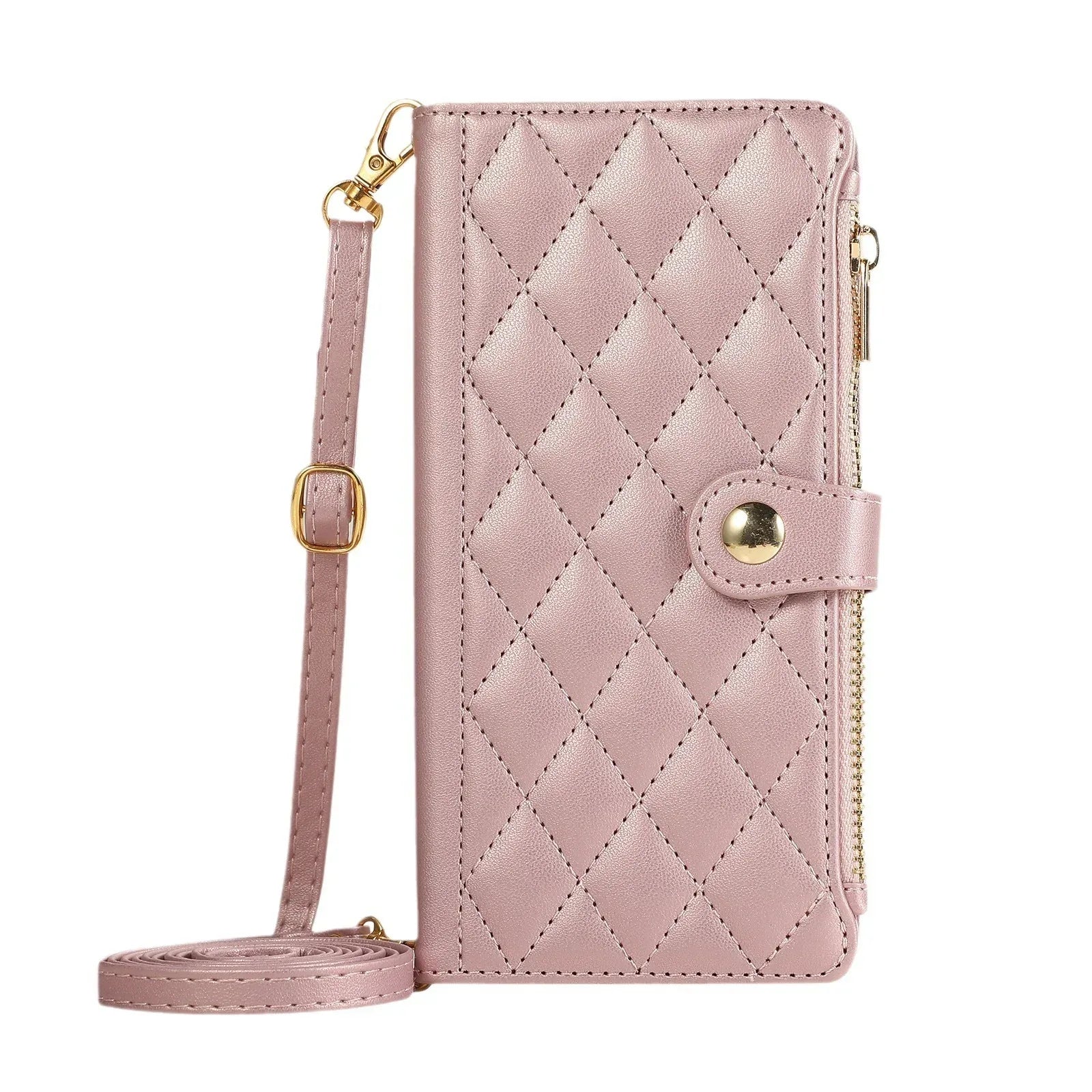 Diamond Chanel's Style Zipper Crossbody Rope iPhone Case - Viexta