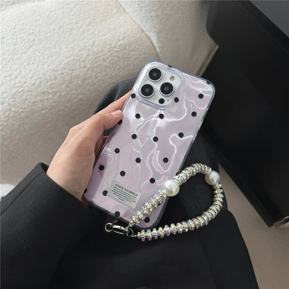 Elegant Purple Polka Dot Bow iPhone Case