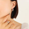 Titanium Steel Pearl Zircon Inlaid C Shape Hoops - Viexta