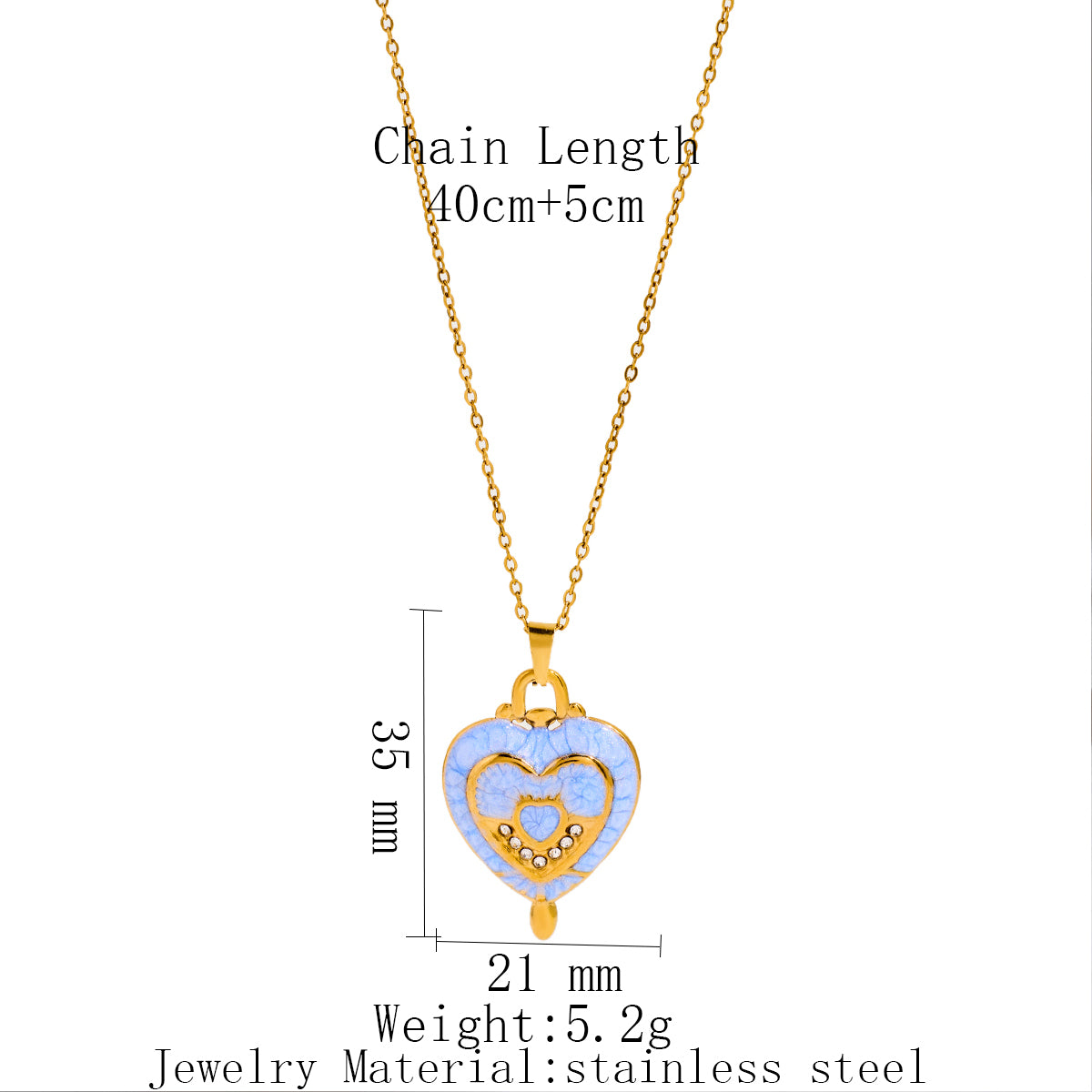 Stainless Steel Oil-dripping Heart-shaped Pendant Necklace