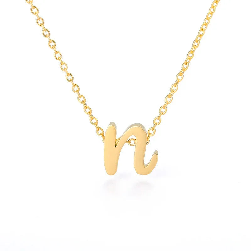 Small Letter Hollow Stainless Necklace - Viexta