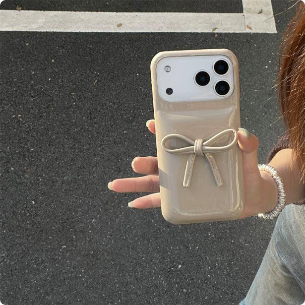 French-style Instagram 3D Solid-color Bow iPhone Case - Viexta