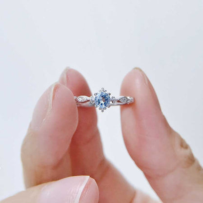 Zircon Personalized Aquamarine Ring