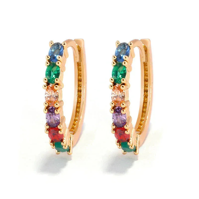 Hexagon Zircon-embedded Earrings - Viexta