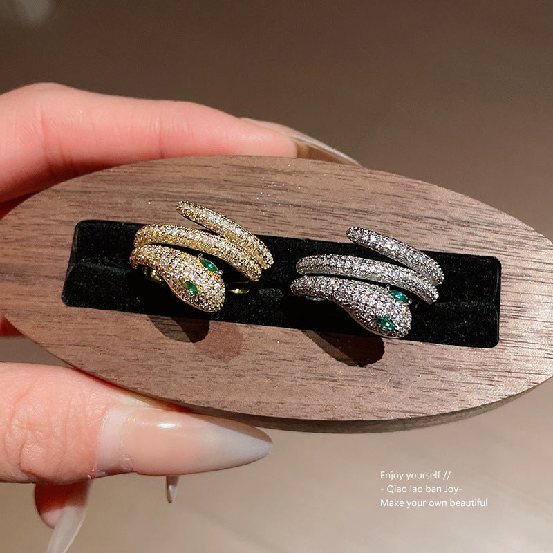 Real Gold Zircon Snakes Ring