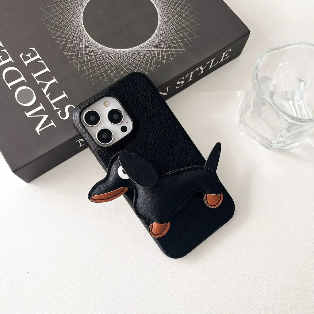 three-dimensional-leather-sausage-dog-iphone-case - Viexta