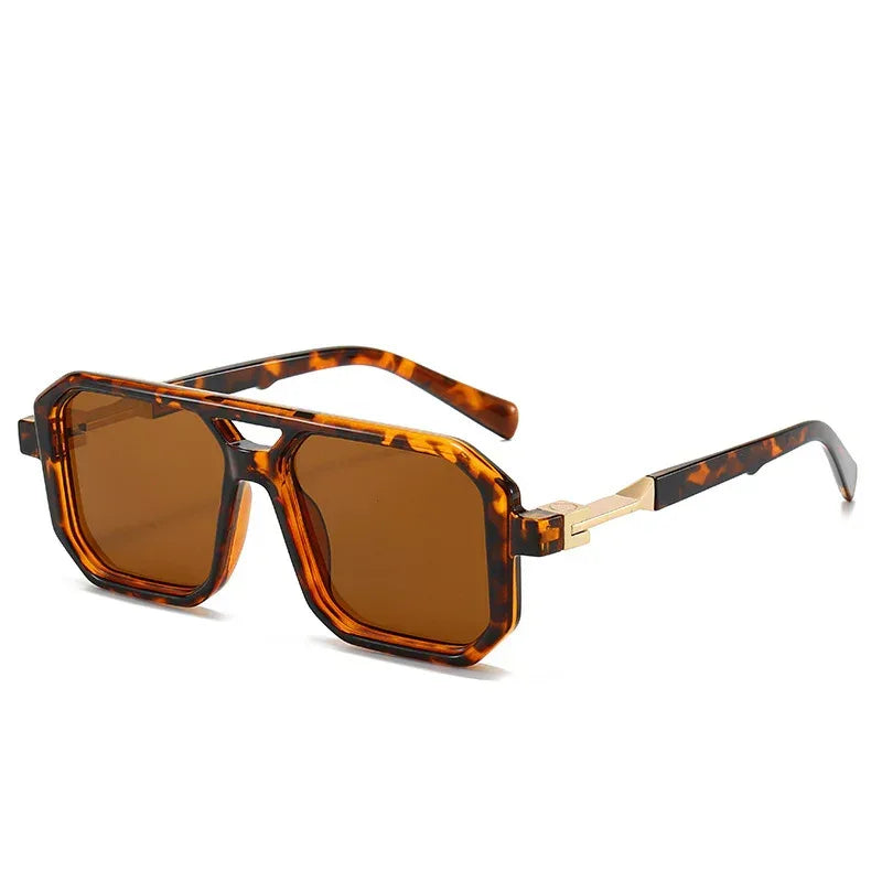 Retro Double Beam Pilot Catwalk Light Luxury Sunglasses - Viexta