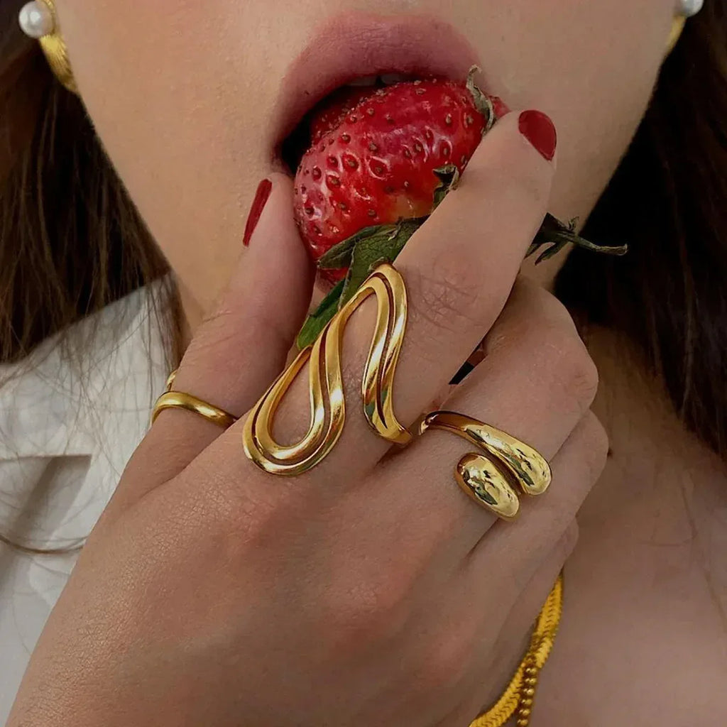 stainless-steel-gold-ring-bracelet - Viexta