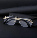 Frameless Trimming Leopard Retro Square Sunglasses - Viexta