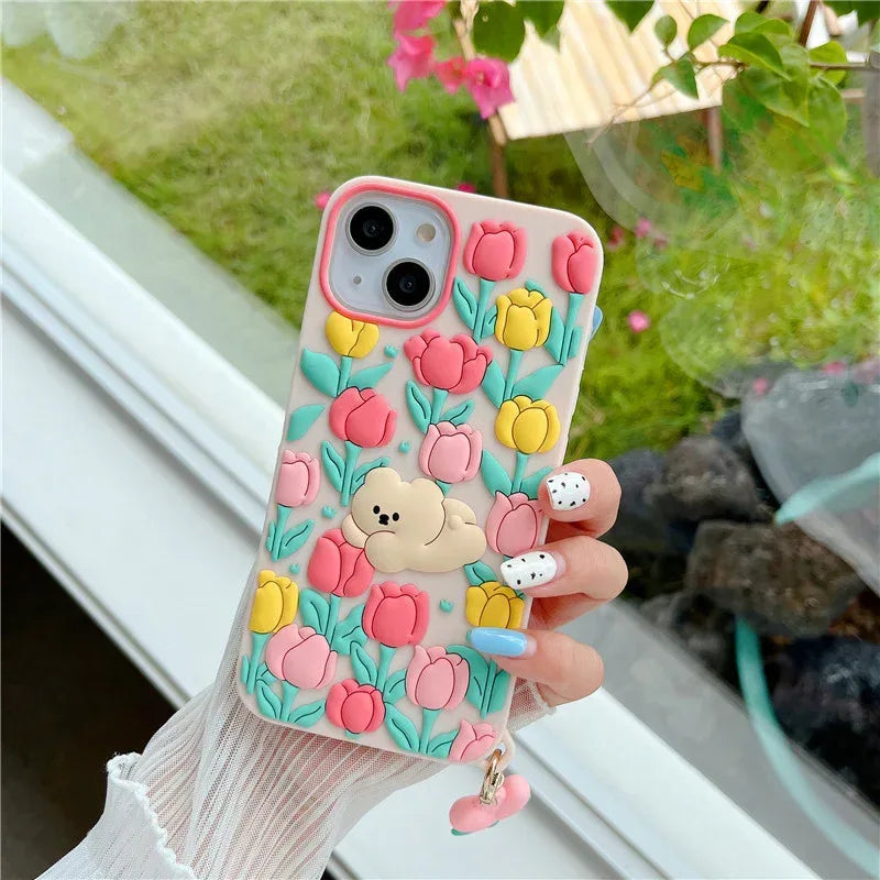 Little Bear Flowers iPhone Case - Viexta