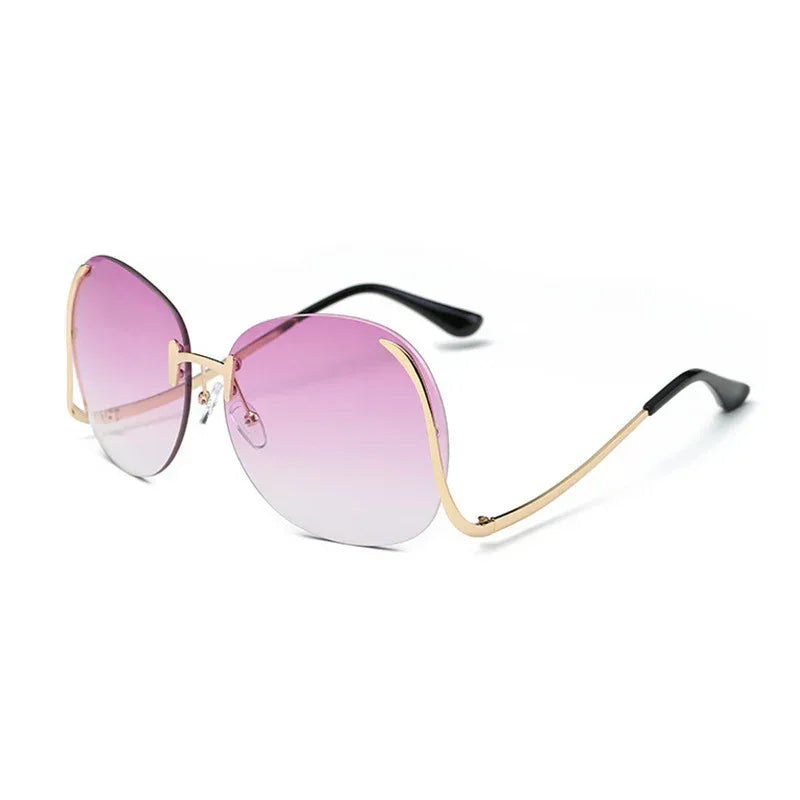 Frameless Curved-leg Sunglasses Decorative Glasses - Viexta