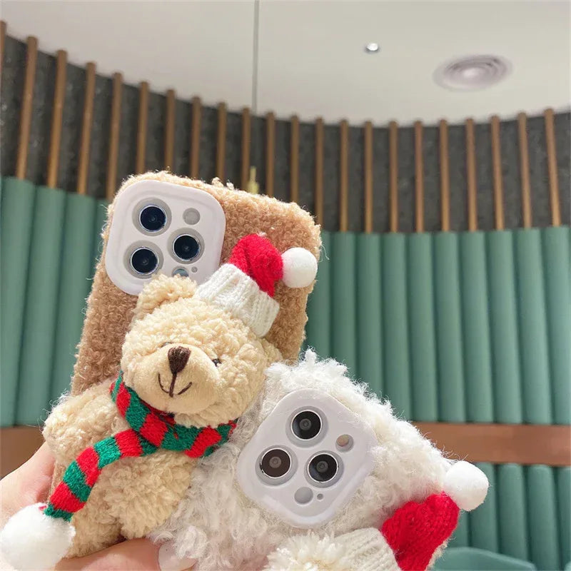 Christmas Bear Plush Mobile iPhone Case - Viexta