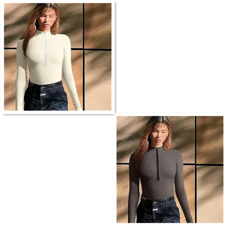 Fashion Long Sleeve Zipper Jumpsuit - Viexta