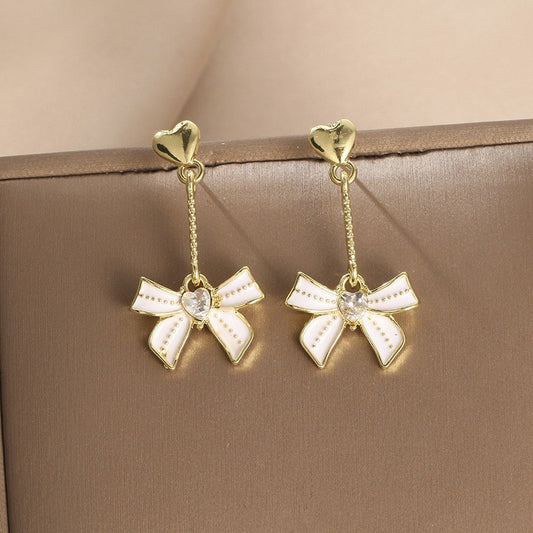 Tassel Drip Oil Bow Earrings