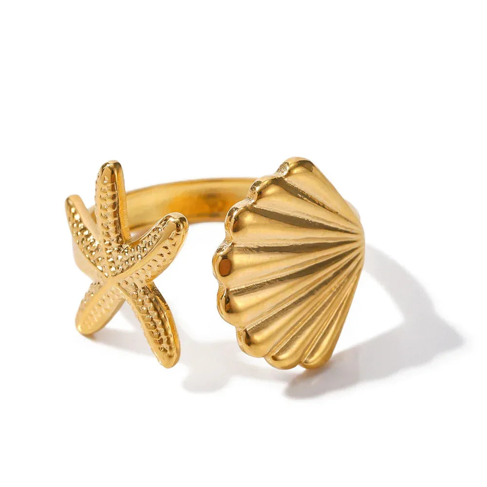 ocean-stainless-steel-starfish-ring - Viexta
