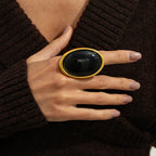 Metal Vintage Inlaid Gem Ring