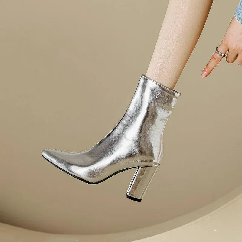 High Heel Zipper Boots - Viexta