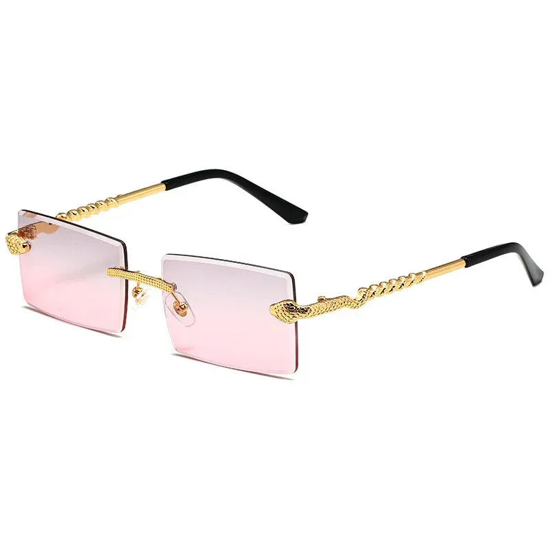 Snake Metal Cut Edge Square Sunglasses - Viexta