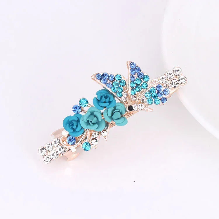 Rhinestone Hairpin Ponytail Clip - Viexta