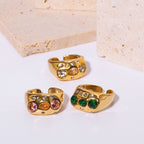 Retro Colorful Diamond Open Adjustable Ring