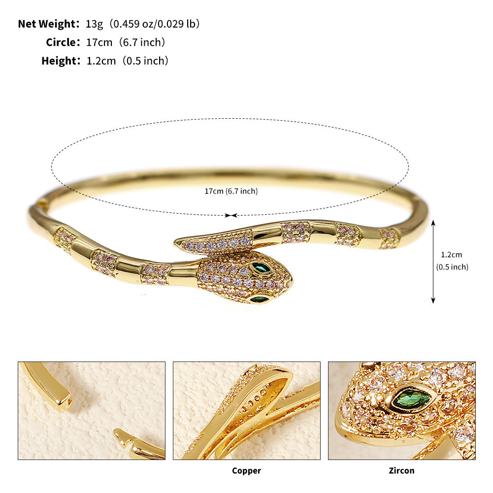 Light Luxury Zircon Fashion Open Cuff Bangle