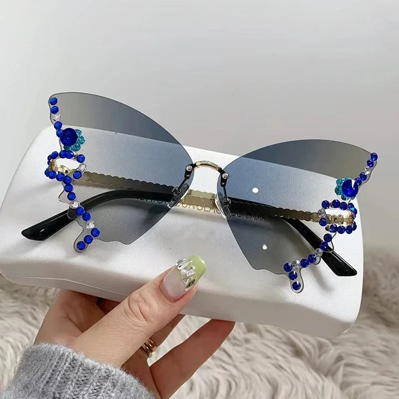 butterfly-shape-diamond-rimless-sunglasses - Viexta