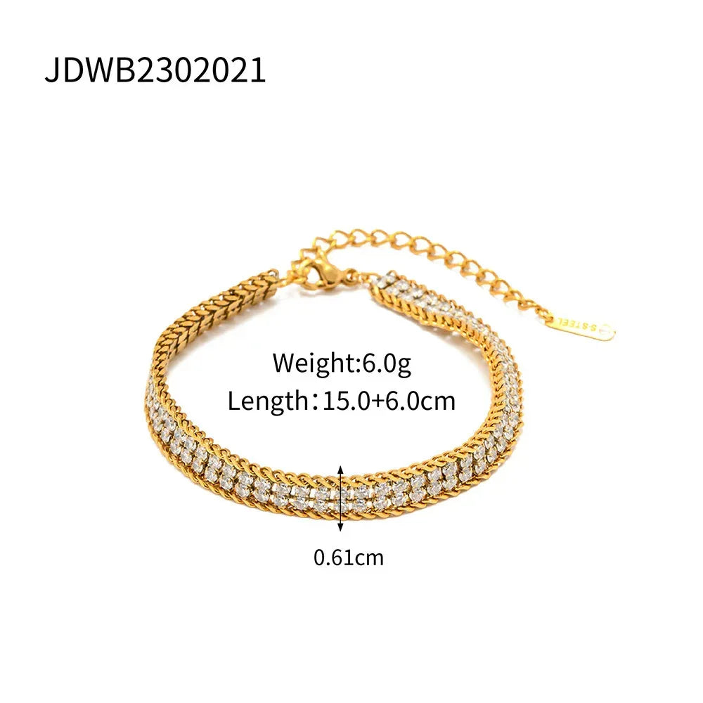 18k-gold-double-layer-white-zircon-bracelet - Viexta