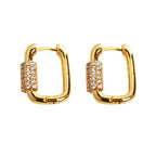 Microset Zircon Square Hoop Earrings - Viexta