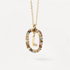 Colored Rhinestone Alphabet Necklace - Viexta