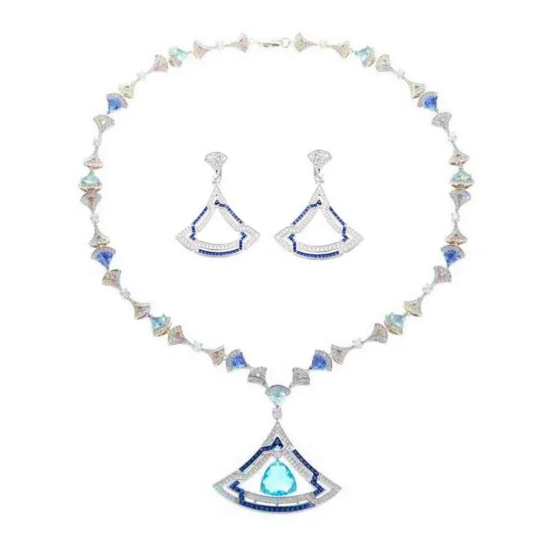 womens-triangle-micro-set-zircon-necklace-earring-set - Viexta