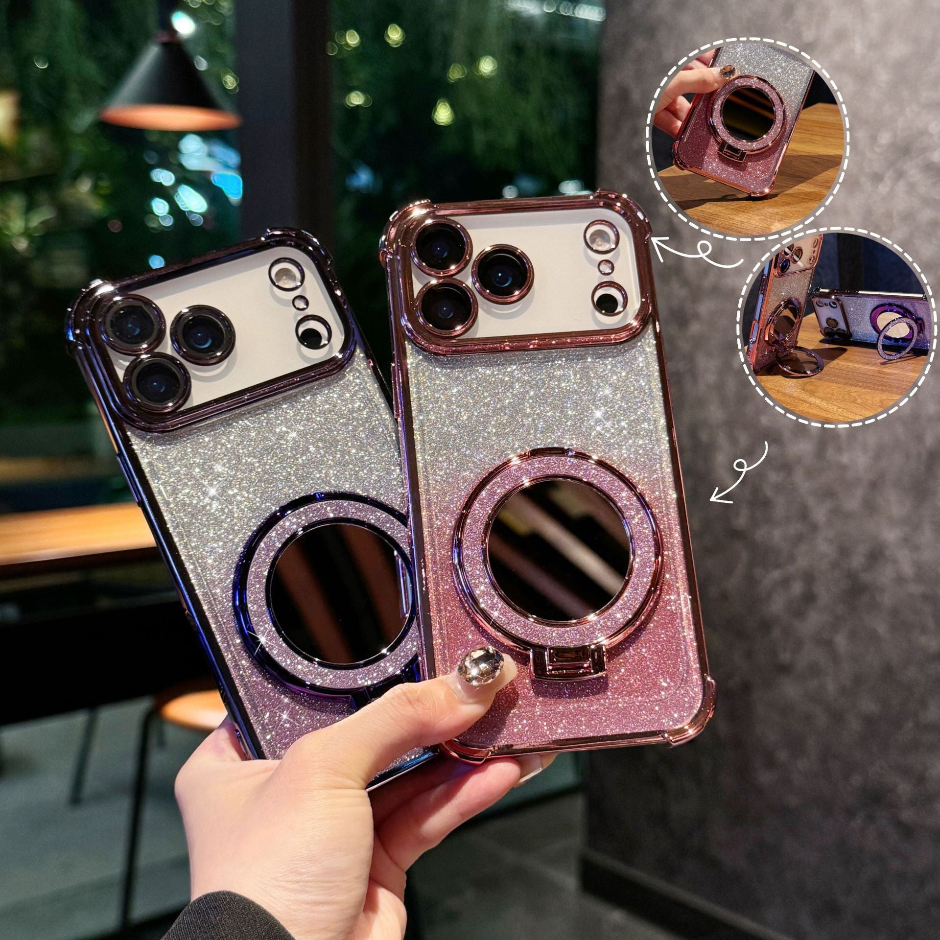 Glitter Mirror Magnetic Bracket iPhone Case