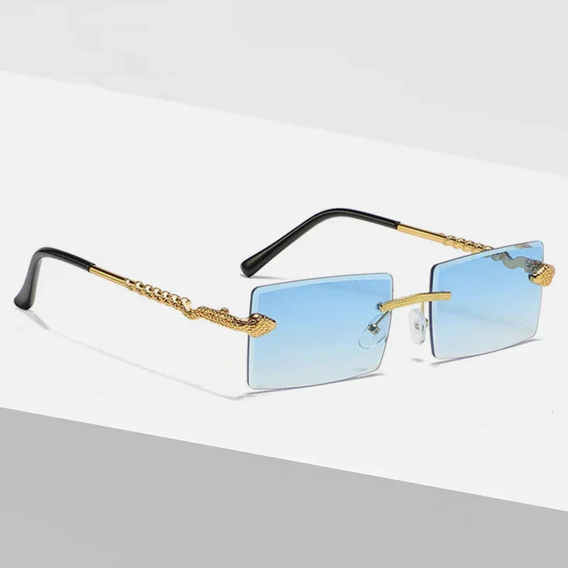 Snake Metal Cut Edge Square Sunglasses - Viexta