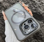Invisible Bracket Transparent iPhone Case With CD Pattern Lens Protector - Viexta