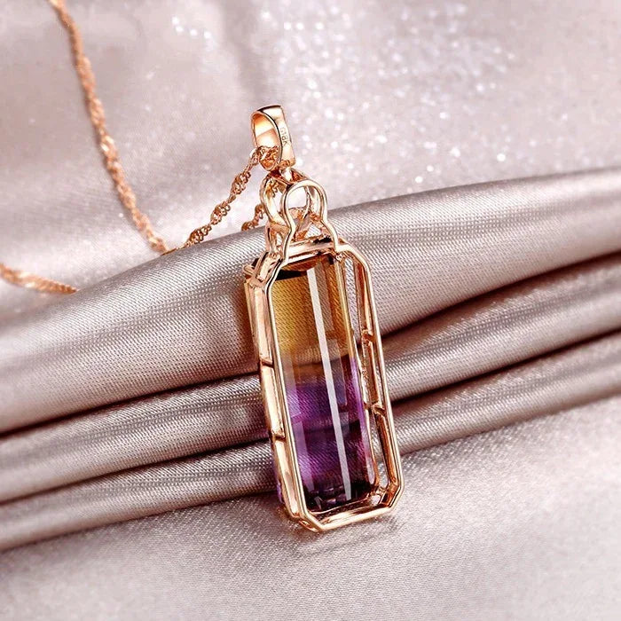 Women's 18K Rose Gold Plated Ametrine Necklace - Viexta
