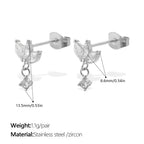 Zircon Inlaid Pendant Earrings