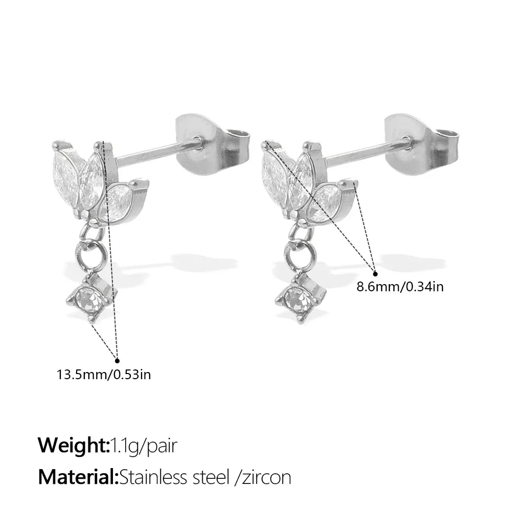 Zircon Inlaid Pendant Earrings
