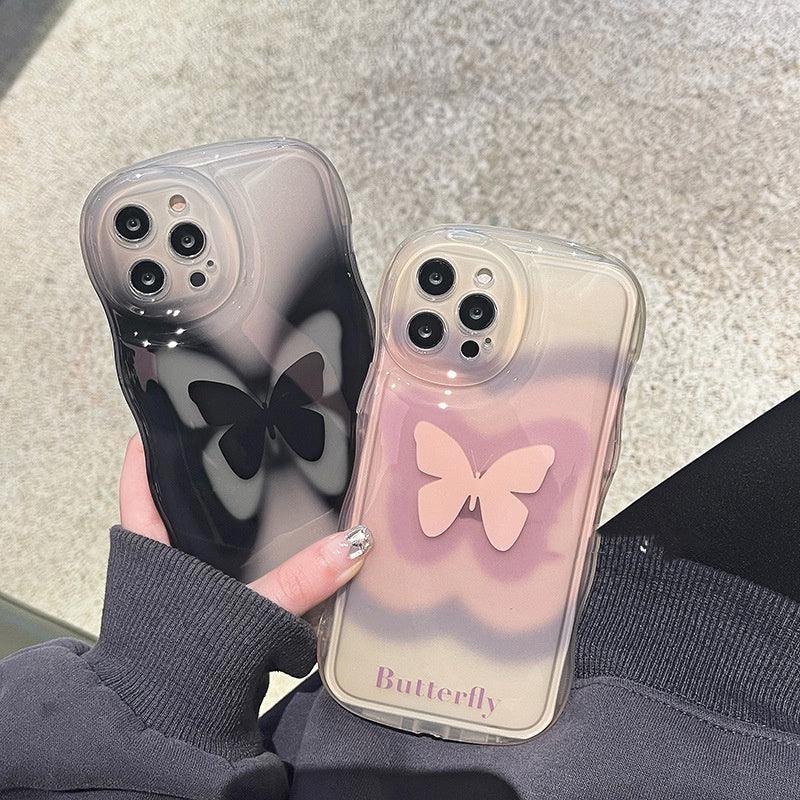 Niche Dizzy Dye Black Butterfly iPhone Case - Viexta
