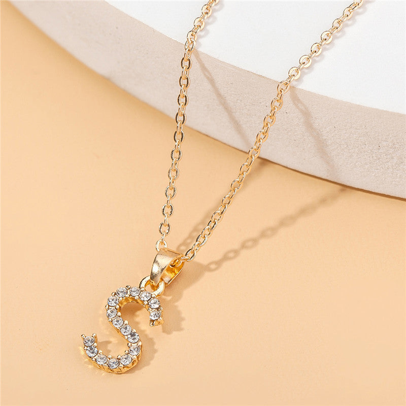 18k 26 Golden English Letter Pendant Clavicle Chain