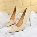 womens-slim-shallow-pointed-bow-high-heels - Viexta